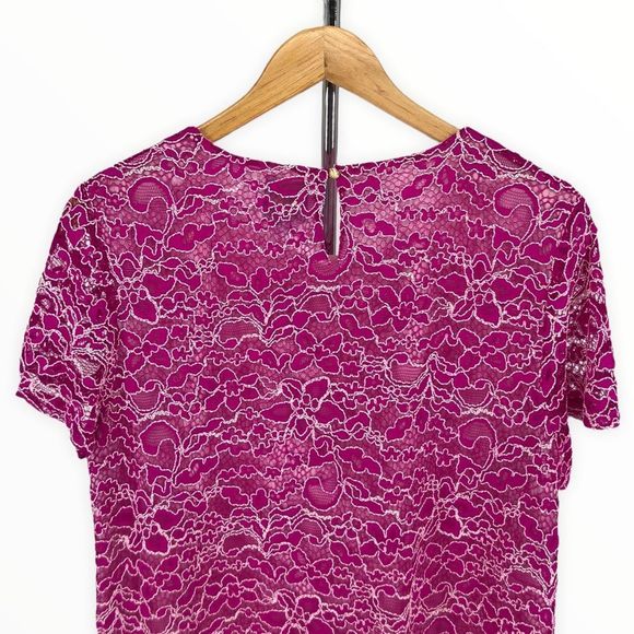 CeCe Pink Corded Lace Short Sleeve Shift Mini Dress size 10 - Picture 6 of 13